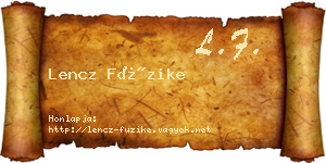 Lencz Füzike névjegykártya
